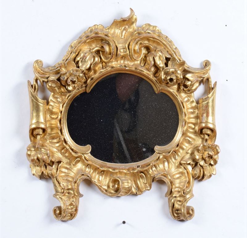 Specchierina di cartagloria in legno intagliato e dorato, XIX secolo  - Asta Antiquariato - I - Cambi Casa d'Aste