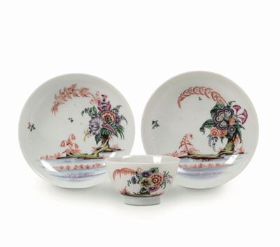 Una Tazzina con Due Piattini Nove, Manifattura Antonibon, 1760-1780