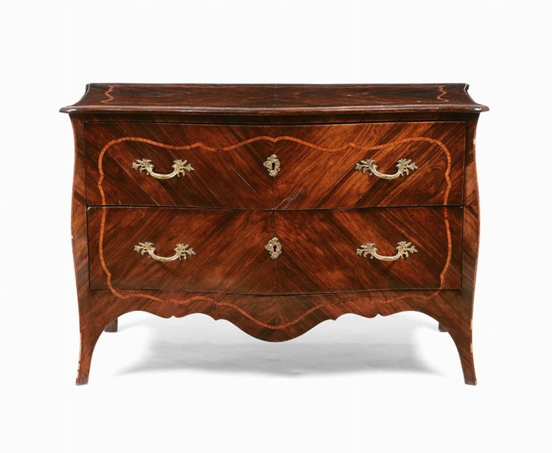 Comò Luigi XV lastronato e filettato, fine XVIII secolo  - Asta Antiquariato - I - Cambi Casa d'Aste