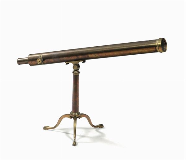 Telescopio da tavolo in ottone con treppiede, Italia XIX secolo
