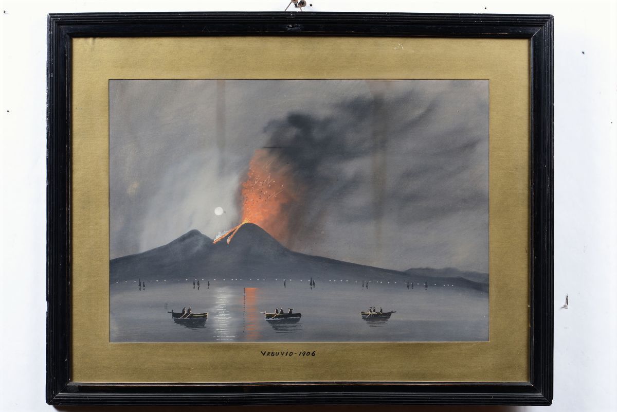Pittore del XIX-XX Secolovedute dal Golfo di Napoli con Vesuvio, 1906