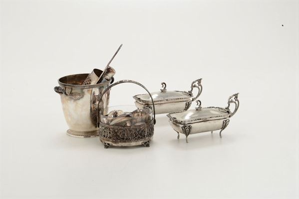 Lotto di oggettini in argento, XX secolo