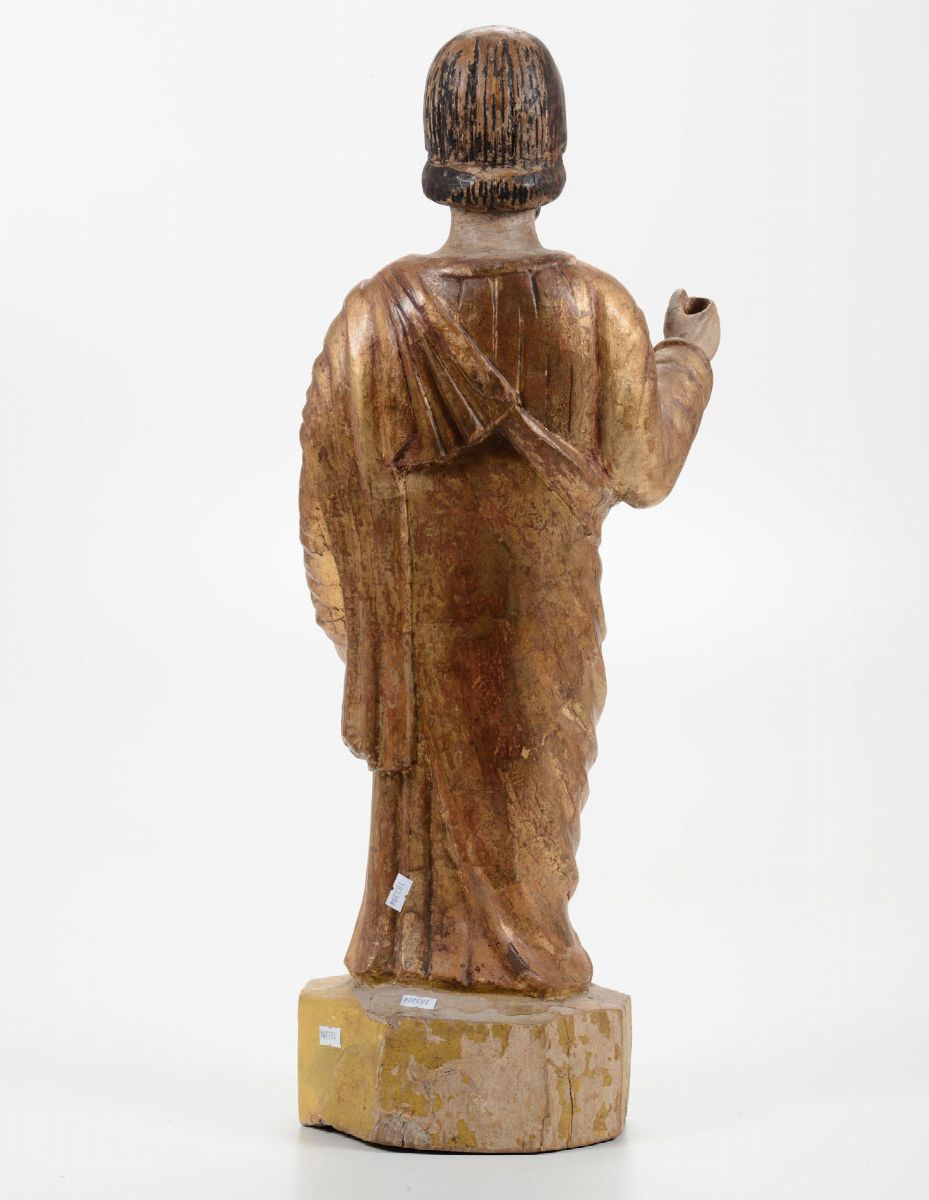 Santo in Legno Policromo e Dorato. Scultore D’oltralpe del XVII Secolo