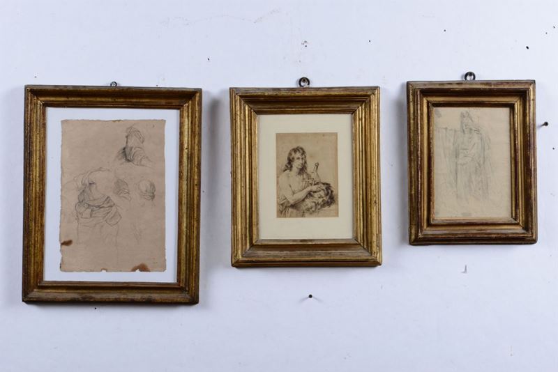 Lotto composto da tre disegni di vario soggetto, XIX secolo  - Asta Asta a Tempo Dipinti e Disegni - I - Cambi Casa d'Aste