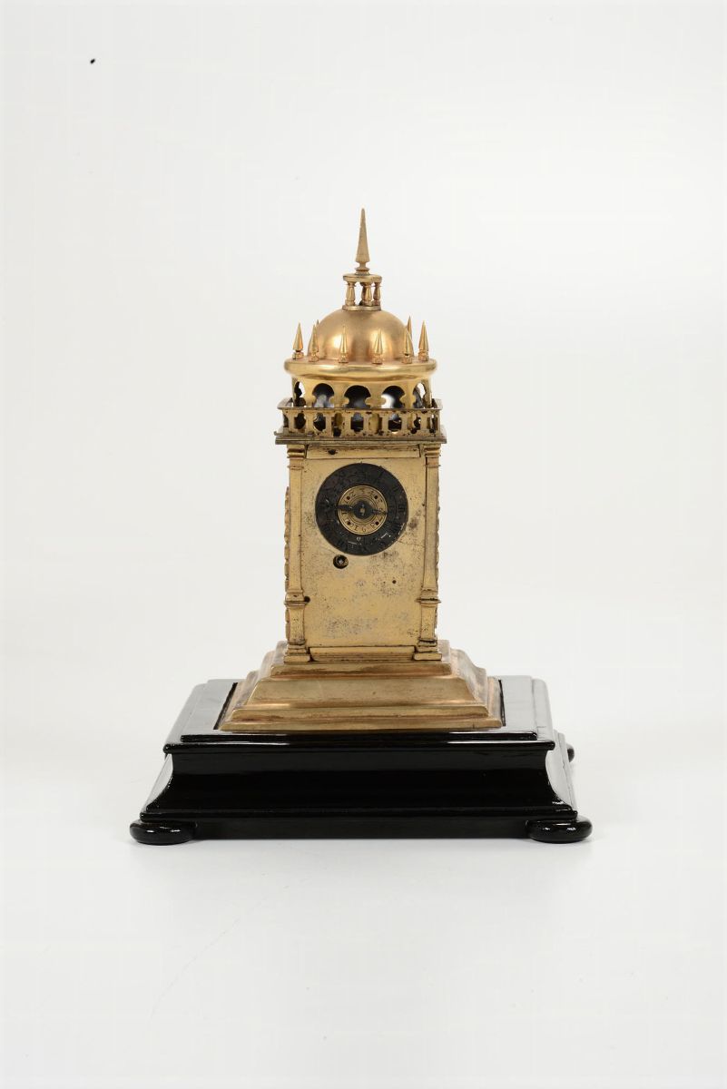 Raro Orologio Ad Edicola Cassa in Bronzo Dorato, Germania Augsburg XVI-XVII Secolo