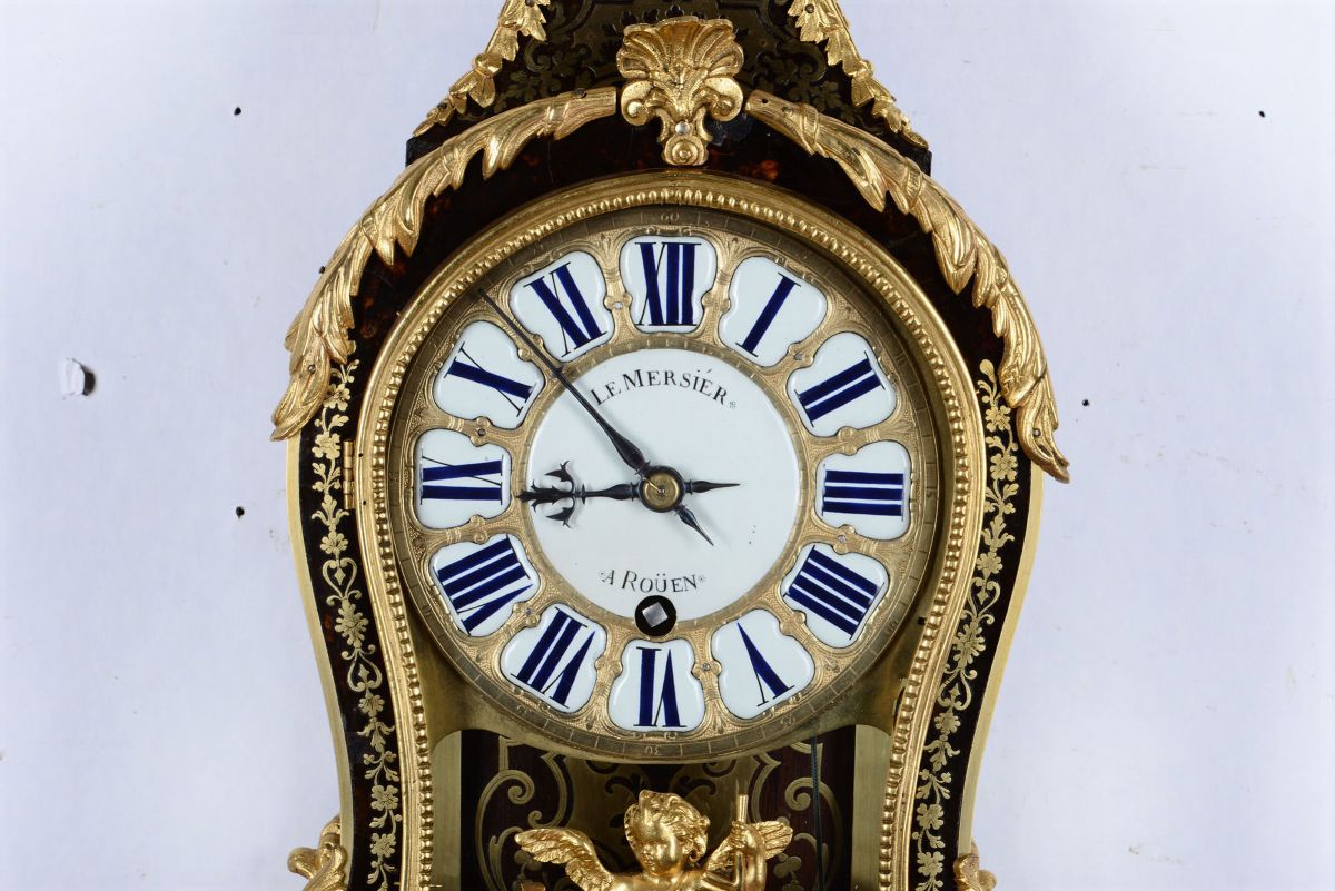 Orologio Boulle Luigi XV, Francia XVIII Secolo Firmato le Mersier a Rouen
