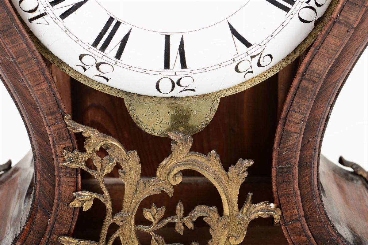 Orologio con Cassa in Palissandro Lastronato, Italia XVIII Secolo