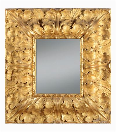 Specchiera in Legno Intagliato e Dorato, XIX Secolo