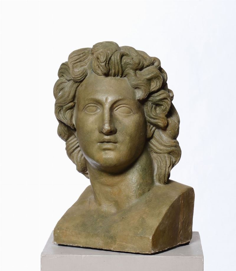 Testa in cera raffigurante Alessandro Magno, ceroplasta oerante tra XIX e XX secolo  - Auction Fine Art - Cambi Casa d'Aste