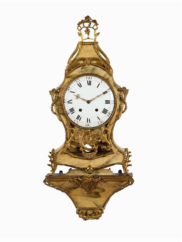 Pendola Cartel con mensola, firmato Charles Ducommun a Locle, Svizzera, XVIIII secolo