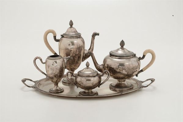 Servizio da tè in argento, manifattura italiana del XX secolo