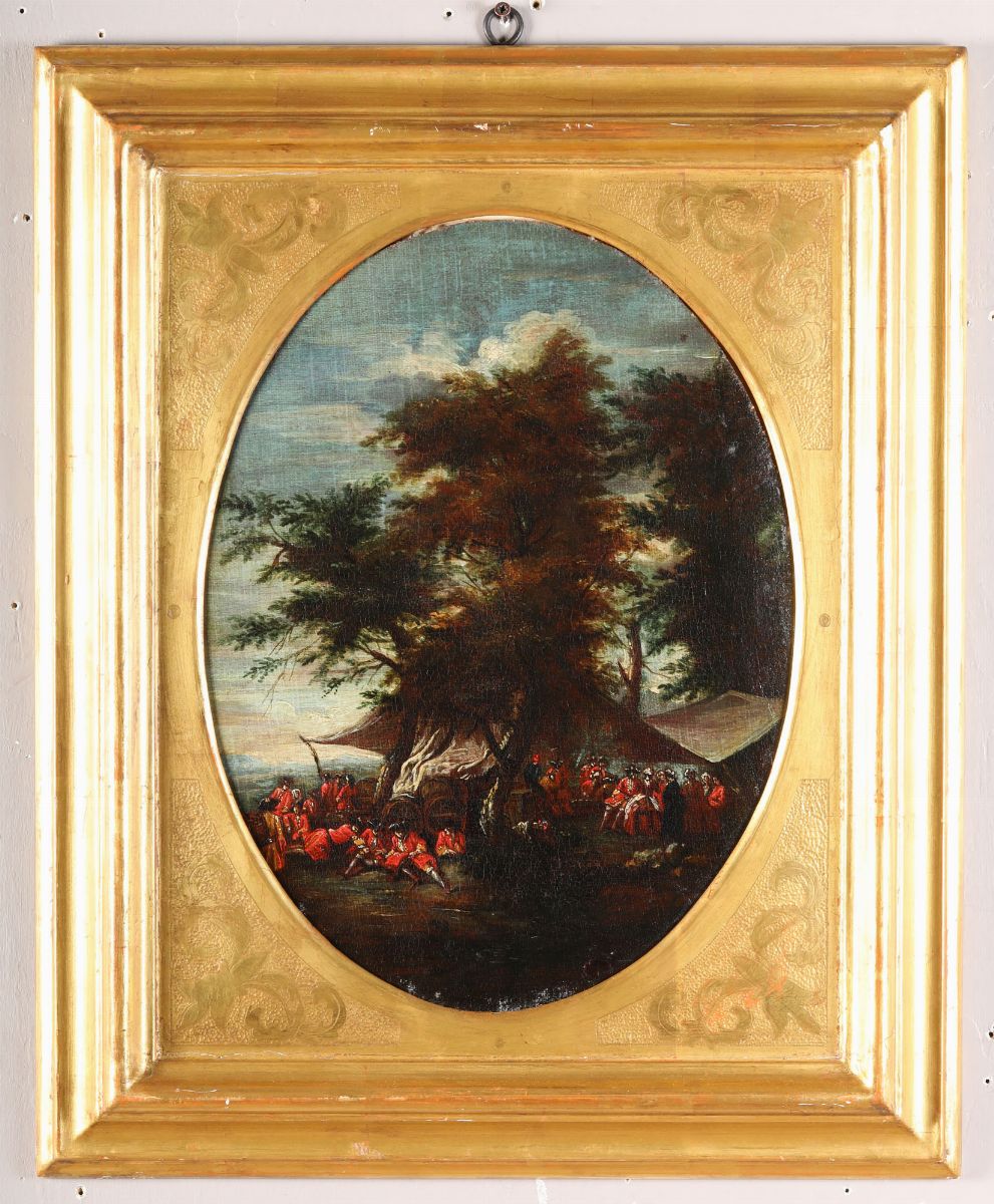 Scuola Italiana del XVIII Secolopaesaggi con Cavalieri