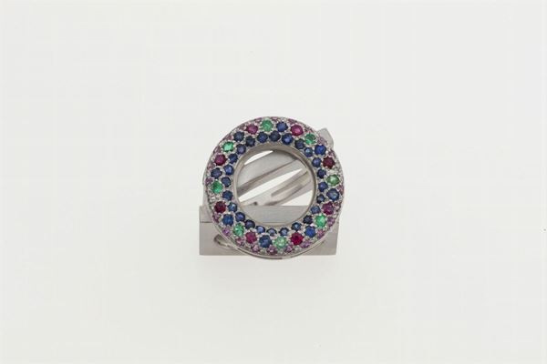 Gem-set and diamond ring. Signed Enrico Cirio