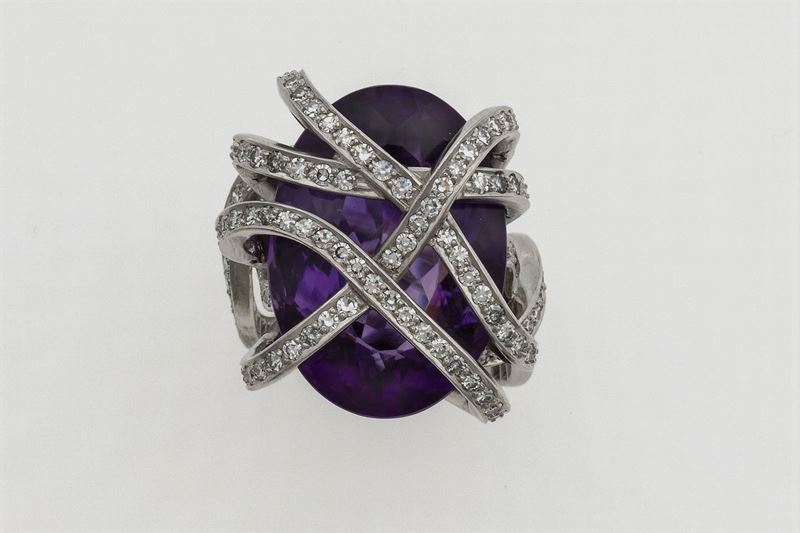 Amethyst and diamond ring. Signed Enrico Cirio  - Auction Fine Jewels - Cambi Casa d'Aste