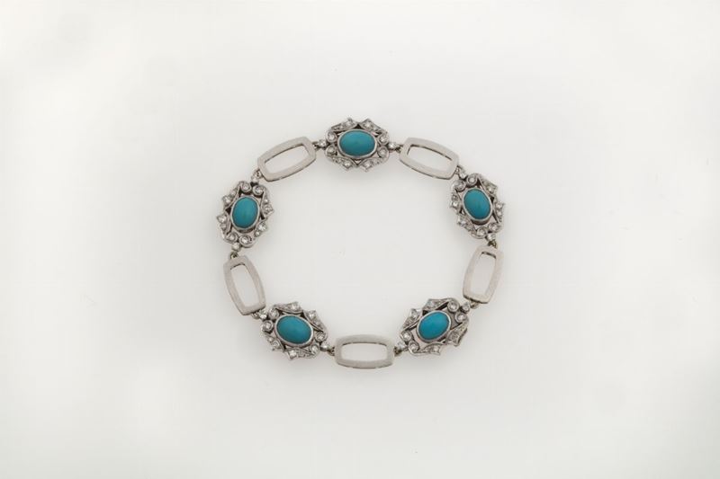 Turquoise and gold bracelet. Signed Enrico Cirio  - Auction Jewels - Cambi Casa d'Aste