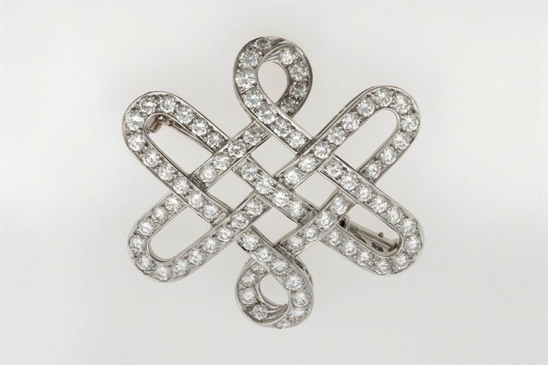 Brilliant-cut diamond and gold brooch. Signed Enrico Cirio  - Auction Fine Jewels - Cambi Casa d'Aste