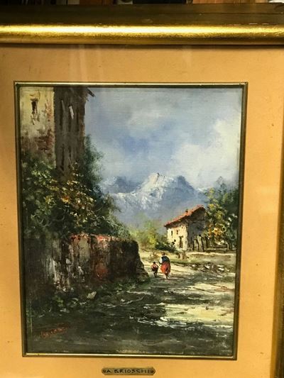 Anton Brioschi (1855-1920)paesaggio con Strada e Figura