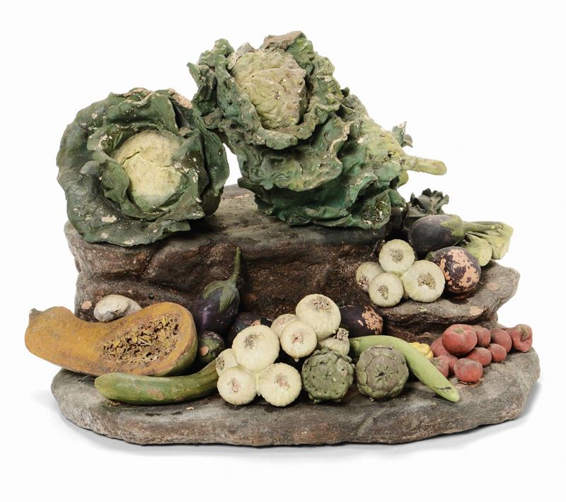 Gruppo con verdure, Napoli, XVIII-XIX secolo  - Auction Sculpture and Works of Art - Cambi Casa d'Aste