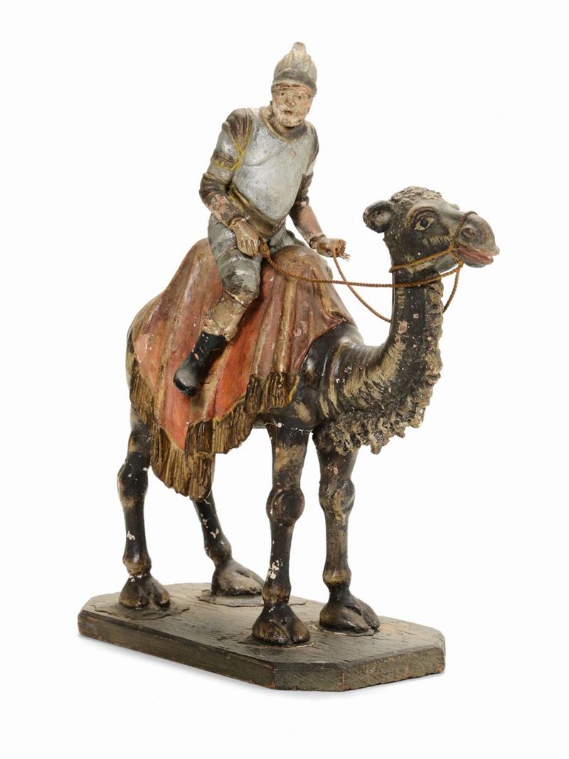 Soldato su cammello, bottega di Antonio Tambuscio, Savona, XX secolo  - Asta Scultura e Oggetti d'Arte - Cambi Casa d'Aste