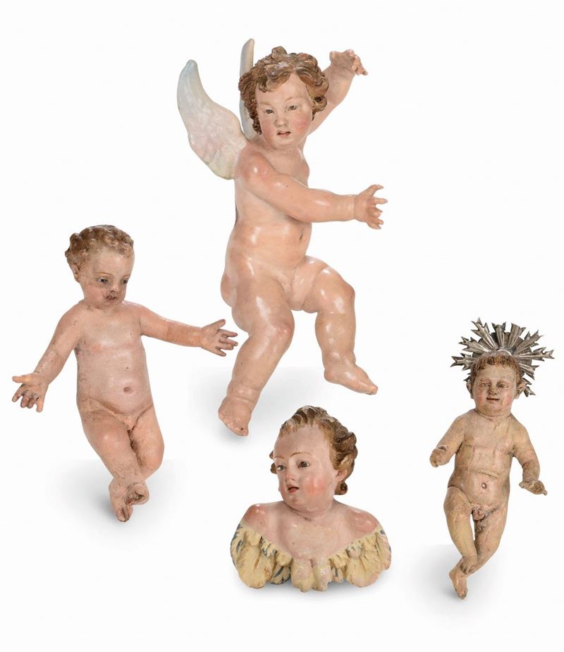 Quattro tra angeli e Bambin Gesù, Napoli XIX secolo  - Auction Sculpture and Works of Art - Cambi Casa d'Aste