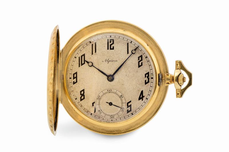 ALPINA. Orologio da tasca, in oro giallo 18K. Realizzato nel 1920 circa  - Asta Orologi da polso e da tasca - Cambi Casa d'Aste