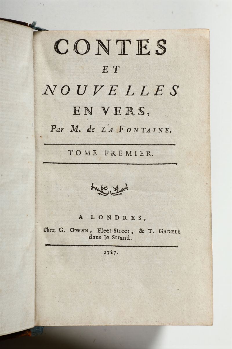 La Fontaine,jean Decontes Et Nouvelles En Vers..tomi Primo e Secondo..a Londres,owen,1787