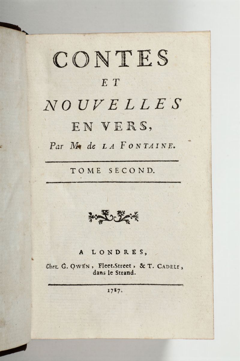 La Fontaine,jean Decontes Et Nouvelles En Vers..tomi Primo e Secondo..a Londres,owen,1787
