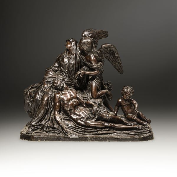 Arte barocca della prima metà del XVIII secolo. Fonditore toscano prossimo a Massimiliano Soldani Benzi (Montevarchi 1656 - 1740) o seguace di Simon Hurtrelle (1648 - 1724) Pietà