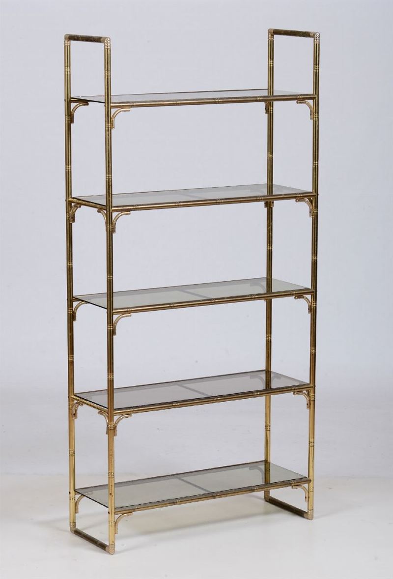 Etagere in metallo dorato con ripiani in vetro scuro, inizio XX secolo  - Auction Fine Art Timed Auction - V - Cambi Casa d'Aste