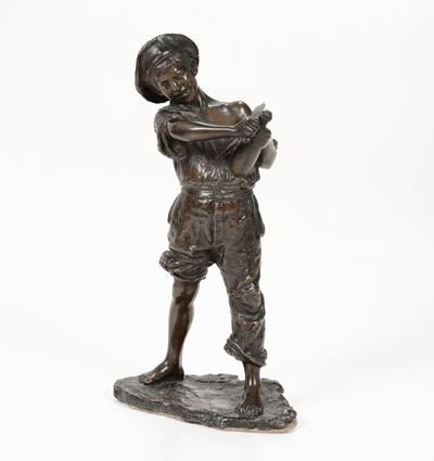 Costantino Barbella (1853 - 1925)ragazzo che Stappa una Bottiglia
