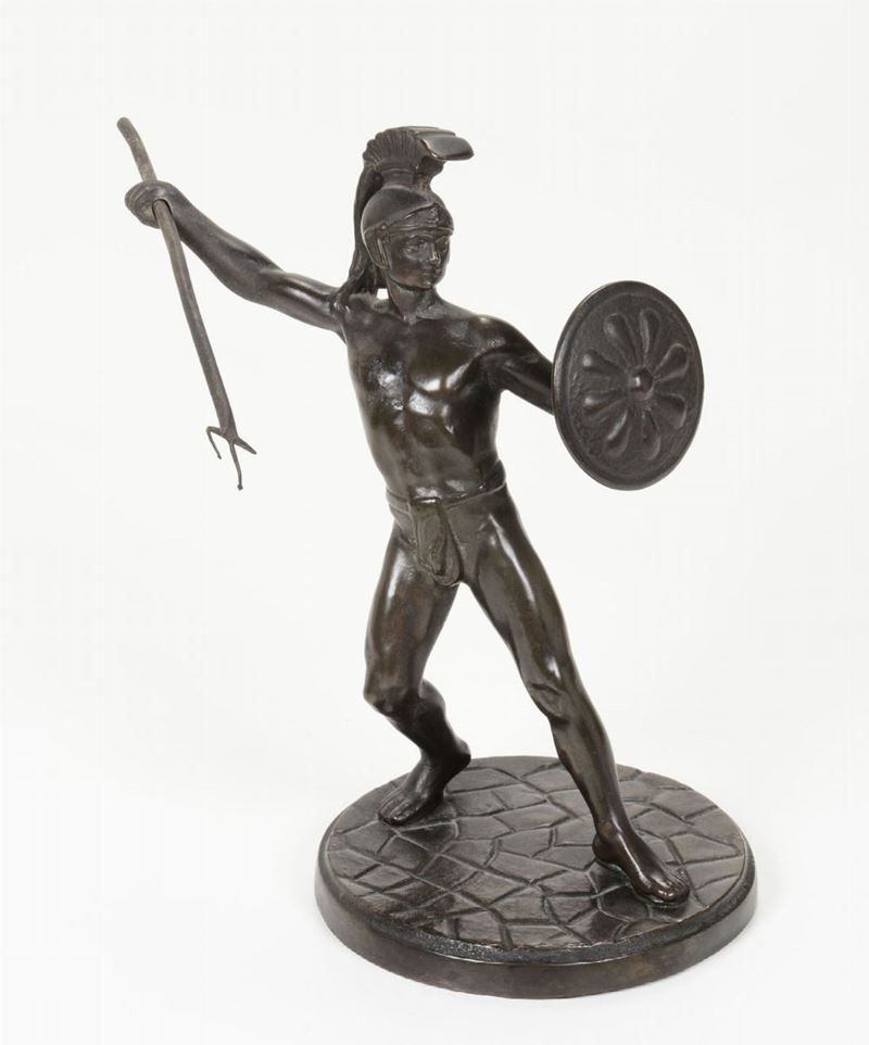 Gladiatore in bronzo. Fonditore del XIX secolo  - Asta Antiquariato - Cambi Casa d'Aste