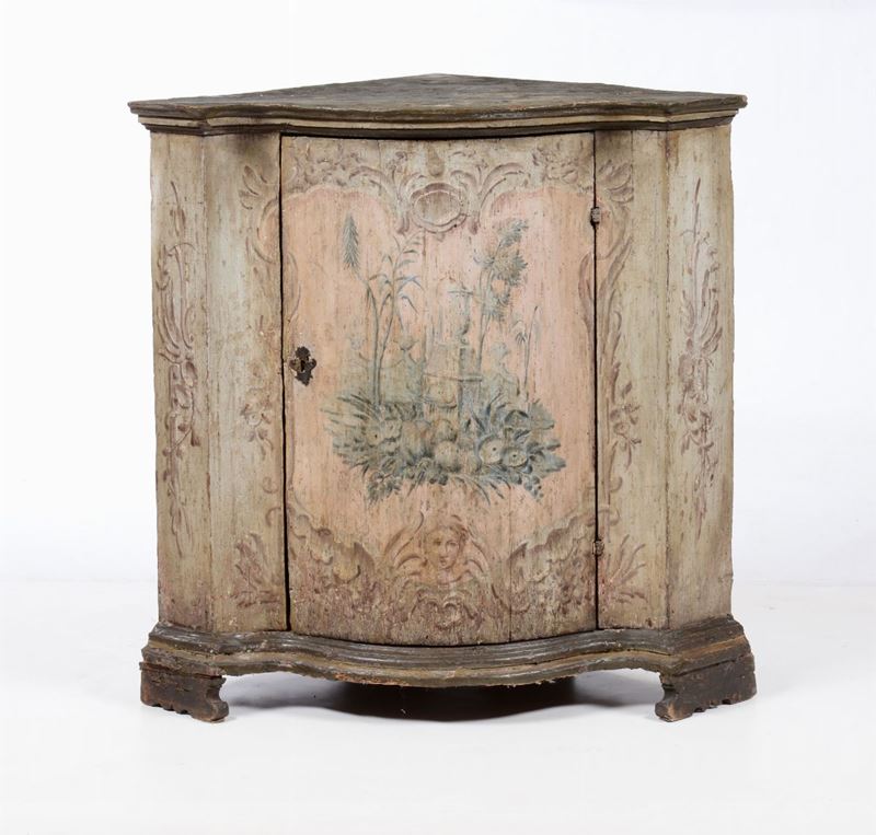 Angoliera in legno di abete laccato, Veneto XVIII secolo  - Auction Fine Art Timed Auction - V - Cambi Casa d'Aste