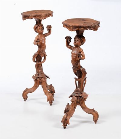 Coppia di Gueridon Raffiguranti Putti, Inizio XX Secolo