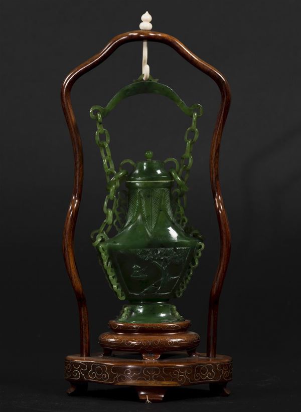 A jade vase, China, 20th century