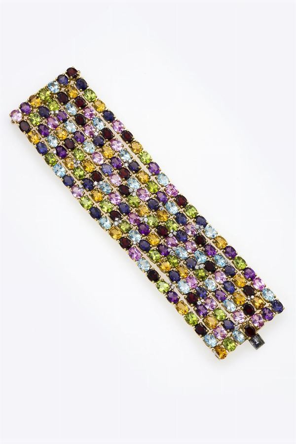 Multicoloured gem-stone bracelet