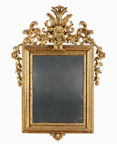 Specchiera in Legno Intagliato e Dorato, XVIII-XIX Secolo