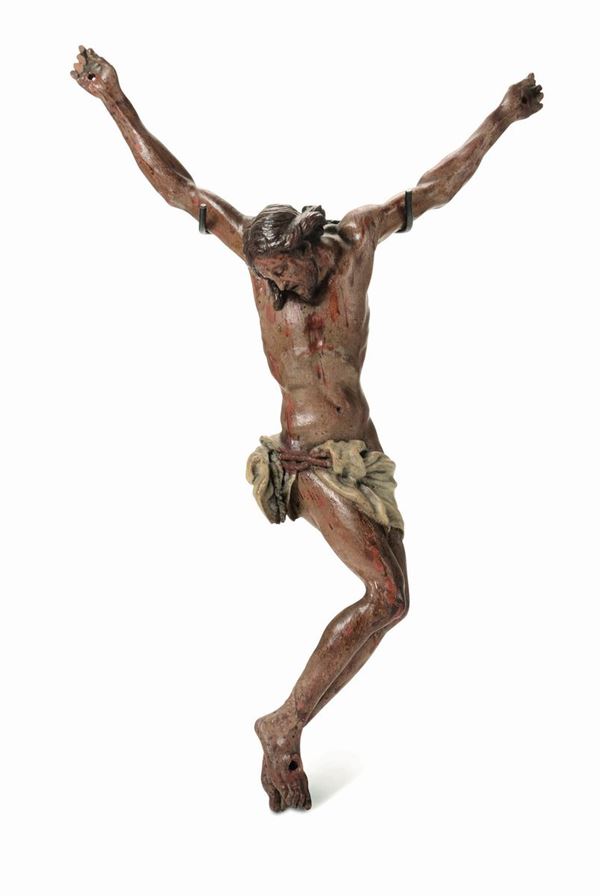 Corpus Christi in legno policromo. Arte barocca, alto veneto o sud della Germania XVII-XVIII secolo.