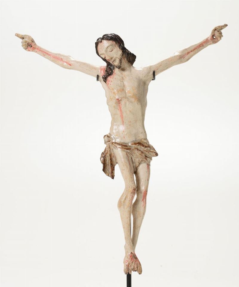 Corpus Christi in legno laccato in policromia, scultore del XVIII-XIX secolo  - Asta Asta a Tempo Oggetti d'Arte - IV - Cambi Casa d'Aste