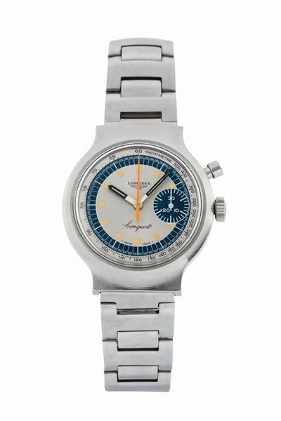 Longines, Conquest, Ref. 8614-1. Orologio da Polso, Cronografo, Impermeabile, in Acciaio, con Bra...