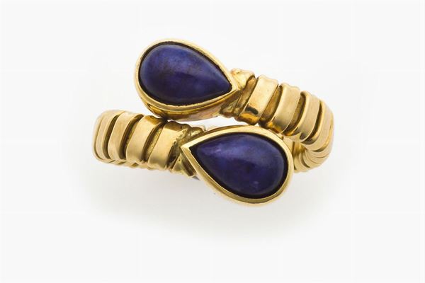 Lapis lazuli and gold ring. Signed Weingrill