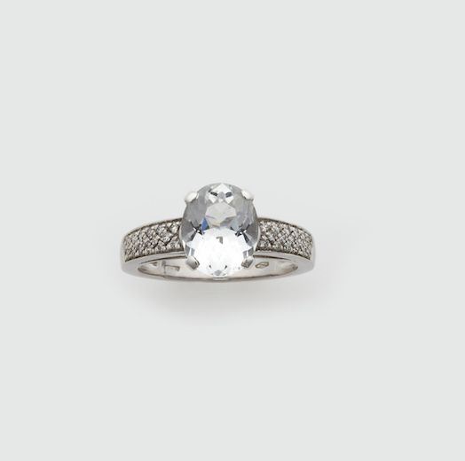 Goshenite beryl and diamond ring