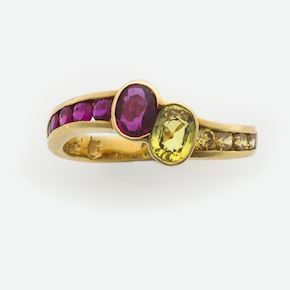 Anello con Rubini e Zaffiri Gialli