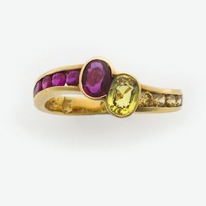 Ruby and yellow sapphire ring