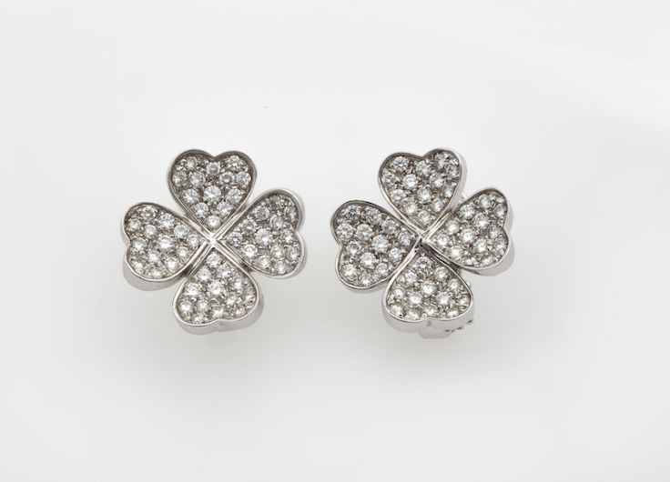 Orecchini Quadrifoglio con diamanti taglio brillante  - Auction Jewels - Time Auction - Cambi Casa d'Aste