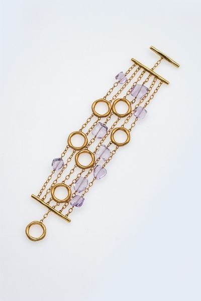 Calgaro. Bracciale a Quattro Fili con Ametiste