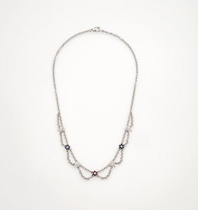 Diamond, ruby and sapphire necklace  - Auction 100 designer jewels - Cambi Casa d'Aste