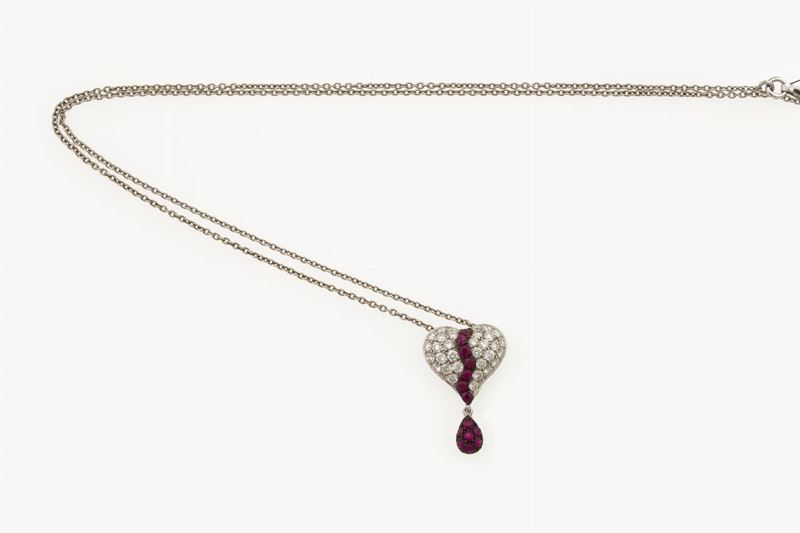 Diamond and ruby pendant  - Auction Timed Auction Jewels - Cambi Casa d'Aste
