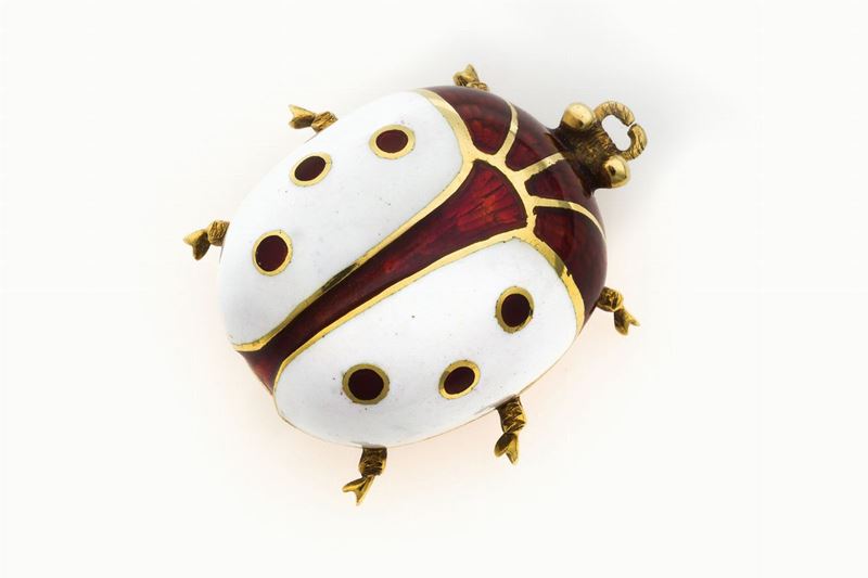 Enamel ladybug brooch  - Auction Jewels - Cambi Casa d'Aste