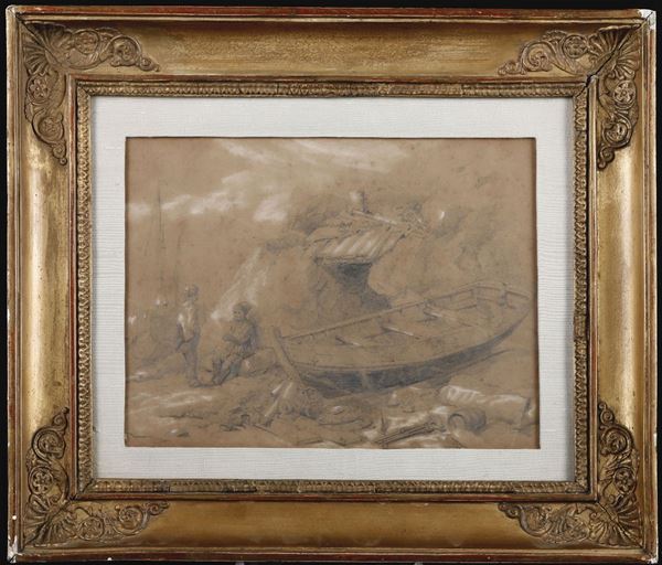 Coppia di disegni con imbarcazioni, fine XIX secolo
