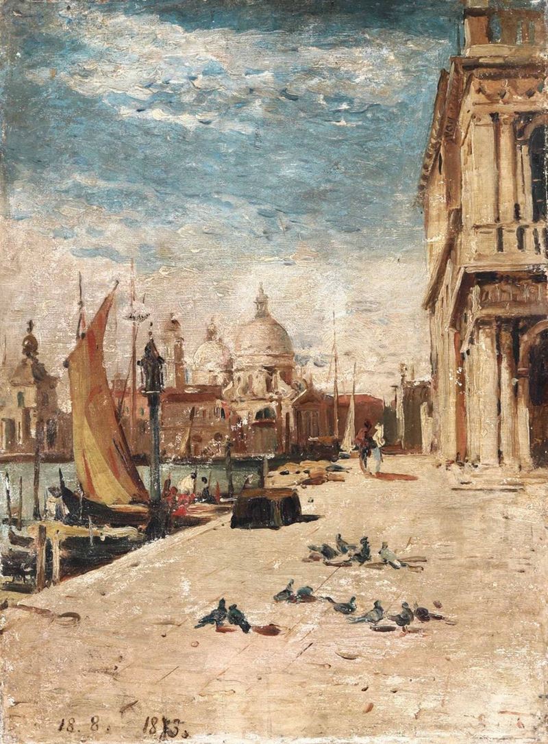 Lorenzo Delleani (1840-1908) Veduta di Venezia, 1873  - Asta Dipinti del XIX e XX secolo - Cambi Casa d'Aste